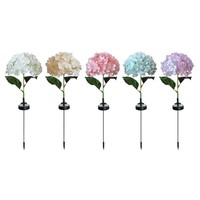 Lampu Bunga Hydrangea Buatan Tenaga Surya, Terpasang di Tanah, Dekorasi Taman Luar Ruangan, Rating IP65