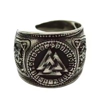 Bijoux Viking Vintage de Précision Artisanale, Guerriers Nordiques, Symboles Classiques d'Odin, Micro-Anneaux en Acier Inoxydable Plaqué Argent pour Hommes