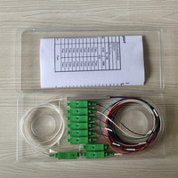 Répartiteur PLC 1x8 OEM FTTH à fibre optique G657A1 G657A2 G652D mini type avec connecteur SC/APC 1:8 1260-1650nm durable 1000 reprises