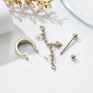 Pendentif étoile en cuivre style INS vintage, avec anneau en <span class=keywords><strong>D</strong></span> <span class=keywords><strong>d</strong></span>étachable, bijou de piercing <span class=keywords><strong>pour</strong></span> l'<span class=keywords><strong>oreille</strong></span> - Product Image 4