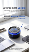 Mini haut-parleur portable 5.1 avec grande ventouse, étanche IPX6 pour salle de bain, maison, extérieur, puissance 5W, contrôle par application