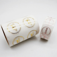 En gros Personnalisé Impression Logo Rouleau Découpé Imperméable Vinyle Transparent Clair Rose Feuille D'or Autocollant Étiquette pour Cosmétiques Bouteille