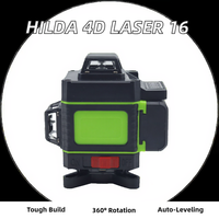 Niveau laser rotatif 4D 360 à 16 lignes de qualité industrielle et bricolage +/-1/16in 10ft précision 1000 ft portée statique utilisation extérieure/intérieure