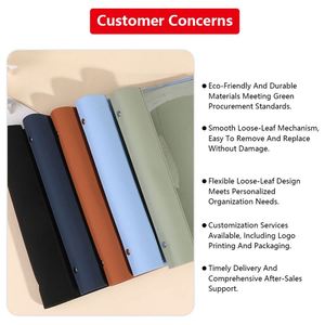 Custom <b>A5</b> Soft PU PVC <b>Leather</b> <b>Ring</b> <b>Binder</b> Loose-Leaf Student Journal Planner Notebook for School Office Gift - Product Image 6