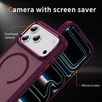 Étui de téléphone portable magnétique antichoc pour 17 Pro 18 Pro Max Coque arrière en TPU souple mat PC avec cadre de caméra en métal