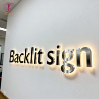 Enseigne lumineuse 3D personnalisée en lettres dorées champagne pour intérieur, logo d'entreprise rétroéclairé, enseigne LED illuminée pour hôtel, enseigne murale extérieure