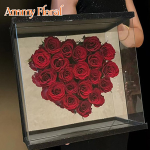 Caja de acrílico rosa con forma de corazón de flor eterna Ammy, caja de regalo para el Día de San Valentín, embalaje de flores, caja vacía - Product Image 2
