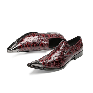 Style britannique métal bout pointu hommes chaussures en cuir véritable grande taille chaussures sans lacet chaussures d'affaires décontractées homme robe de soirée chaussure - Product Image 2