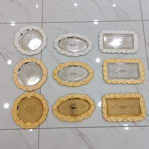 <span class=keywords><strong>Petite</strong></span> assiette à collation <span class=keywords><strong>en</strong></span> <span class=keywords><strong>fer</strong></span> de style classique pour le thé de l'après-midi et le rangement de bijoux, porte-gobelet isolant et plateau à vin pour les fêtes - Product Image 2