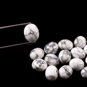 Cabochon ovale en howlite blanche naturelle de luxe 5x3 MM, pierre précieuse lisse et non montée pour la fabrication de bagues, boucles d'oreilles, pendentifs, bracelets et bijoux - Product Image 2