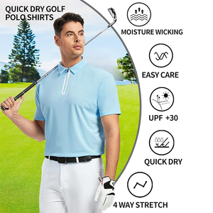 Logo personnalisé Quart de poche Polos de golf pour hommes Chemises de golf évacuant l'humidité Polos de <span class=keywords><strong>tennis</strong></span> athlétiques à col - Product Image 3