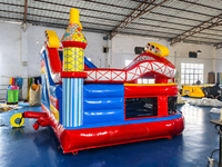 Aire de jeux gonflable pour enfants, thème cirque, toboggan, structure de jeu commerciale, 5x5x3.5M, matériau PVC, extérieur, JIALE JL-3004