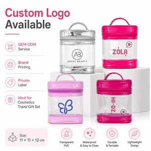 Private Label <b>Transparent</b> PVC Square <b>Bag</b> with Zipper Handle Custom Logo Cosmetic Organizer Pouch for Travel Essentials - Product Image 6
