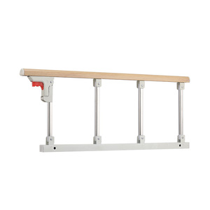 Barrière de lit d'hôpital en alliage d'aluminium à grain de bois, hauteur réglable, installation sans perçage, garde-corps de sécurité pour soins aux personnes âgées - Product Image 1