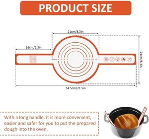 Sangle de levage en silicone personnalisée pour cocotte hollandaise, <span class=keywords><strong>Tapis</strong></span> de cuisson OEM à poignée extra longue, Lève-pain à levain en gros sous marque privée sans BPA - Product Image 2