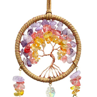 Pendentif voiture en plaque d'agate de cristal attrape-soleil carillon éolien ornement suspendu pour la décoration intérieure pour mariage ou Saint Valentin