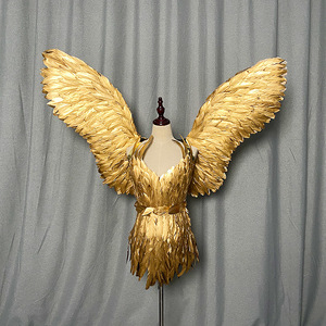 Golden Feather Angel Wings Adult <b>Performance</b> Costume Stage <b>Wear</b> Unisex - Product Image 1