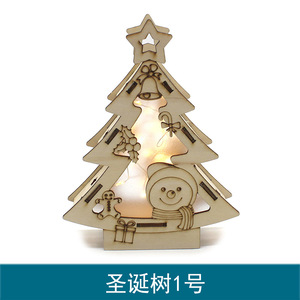 Christmas Tree Wooden <b>DIY</b> <b>Kit</b> For Kids Age 5-7 Years Educational Toy Model With Snowman And Gingerbread Decorations - Product Image 5