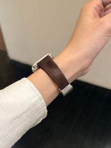 สายรัดหนังหัวเข็มขัดแม่เหล็กผ้าไหมสำหรับสมาร์ทวอทช์คุณภาพสูงสายนาฬิกาสำหรับแอปเปิ้ลวอทช์ S11 S10 S9 <span class=keywords><strong>S8</strong></span> S7 S6พิเศษ - Product Image 6