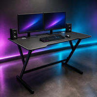Bureau de jeu E-sports 47 pouces, poste de travail informatique ergonomique avec trous pour câbles et structure en acier robuste pour usage domestique