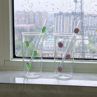 Creatief, eenvoudig, geëmbossed fruitglas, grote inhoud, paar waterbekers