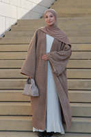 Abaya Hiver 2026 de Haute Qualité, Vêtement Femme Chaud en Laine Tricotée Épaisse, Robe Modeste Musulmane