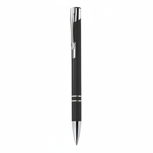 Penna a Sfera in Alluminio Arancione, Penna Promozionale in Metallo, Penna Innovativa con Impugnatura a Piuma, Corpo Nero, Materiale Plastico - Product Image 2
