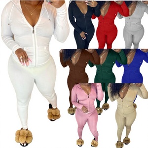 Conjunto de cárdigan con capucha y cremallera para mujer, conjunto de leggings de manga larga, ajustado, de punto liso, informal, deportivo, para otoño - Product Image 4