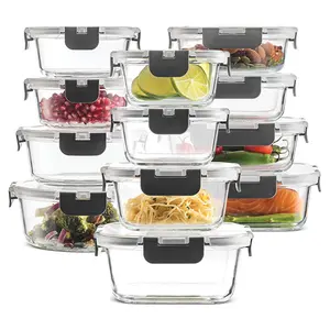 24 Piece Bpa Free Airtight Freezer Oven Safe Meal Prep Glass Food Storage Containers Lunch Bento Box Set With Locking Lids