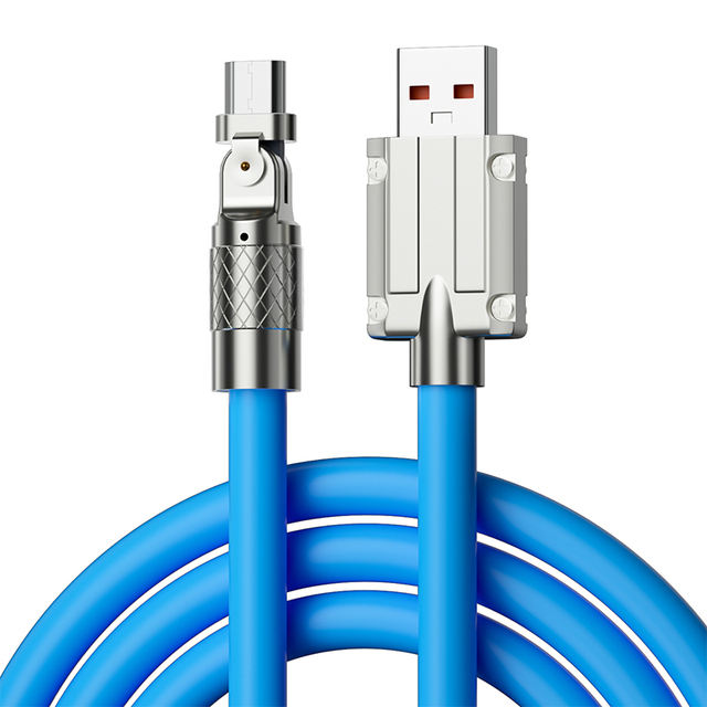 180 Degree Rotation 120W Super Charge Rotatable Silicone Cable Quick Charge Liquid Silicone Joint USB Charger Cable