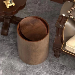 16L Dual-Layer Large Outdoor Trash Can Household Wood Grain <strong>Plastic</strong> Garbage <strong>Bin</strong> Rocking <strong>Lid</strong> for Living Room Kitchen Bathroom - Product Image 5
