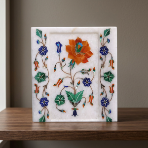 Handmade Engraved Marble Inlay Antique Imitation Floral Panel Pietra Dura Border Design Decorative Wall Interior <b>Art</b> S.Kumar - Product Image 3
