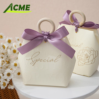 Vente flash, boîte à dragées de mariage écologique, petite boîte en papier pour chocolats et bonbons, emballage avec ruban