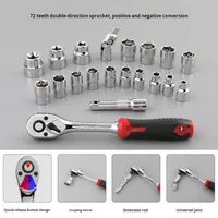 Jeu de clés à douille en acier au chrome-vanadium, poignée à cliquet de 3/8 pouce, ensemble d'outils de réparation automobile avec rallonges