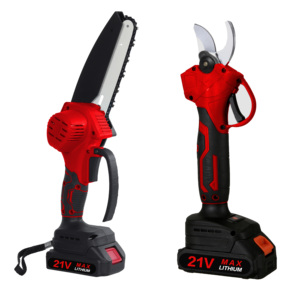 Kit de jardinage portable sans fil 2 pièces : Cisailles de taille et scie à chaîne robuste - Product Image 2