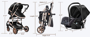 JXB Luxury Foldable Baby Pushchair Buggy <strong>Pram</strong> Lightweight 3 in 1 Kids Travel System Hot Mom Walkers Carriers - Product Image 6