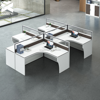 Poste de travail en bois pour 2, 4, 6 ou 8 personnes avec cloisons de bureau et table de bureau pour immeuble de bureaux