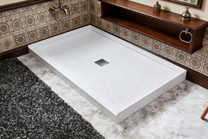 Piatto <span class=keywords><strong>Doccia</strong></span> Rettangolare in SMC Stile Nord Americano, Base <span class=keywords><strong>Doccia</strong></span> in Pietra 60x36 con Scarico Centrale, Garanzia 5 Anni per Uso Bagno - Product Image 3