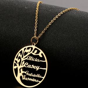 Collier avec pendentif en forme d'arbre, design avec le nom de toute la famille, comme cadeau de famille - Product Image 1