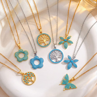 Collier Arbre de Vie en acier inoxydable plaqué or, résistant à la corrosion et à l'eau, best-seller TikTok de Fanhua Jewelry