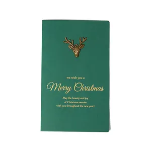 小批量驯鹿定制节日装饰定制印刷纸折叠圣诞贺卡带信封