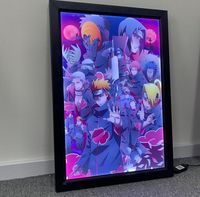 Kotak Lampu Dekorasi Dinding RGB Matte Bingkai Aluminium Persegi Panjang Akrilik dengan Lampu LED Backlit 3000 Lumens Tahan Cuaca Ultra Tipis 16x24