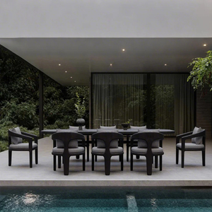 Ensemble de table et chaises de salle à manger en teck pour l'extérieur, table de jardin en teck imperméable pour patio - Product Image 1