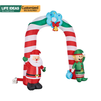 Arche gonflable géante personnalisée de 10 pieds avec décor de Père Noël et d'elfe Lumières LED intégrées