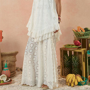 New fashionable retro white lace <b>strapless</b> embroidery <b>dress</b> high-quality 100% organic cotton mini <b>dress</b> - Product Image 5