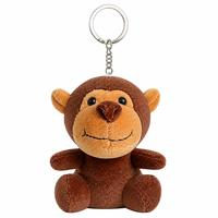Porte-clés singe en peluche Zaves mignon, écologique, durable, doux, breloque pour sac à dos, sac à main, clés de voiture, marron