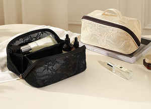 Factory OEM Lace <b>Cosmetic</b> <b>Bags</b> <b>Travel</b> Makeup Organizer <b>Bag</b> with Zipper Closure Custom LOGO Mesh Makeup <b>Bag</b> for Women Girls - Product Image 2