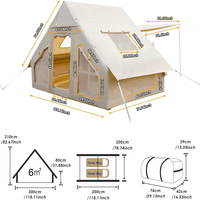 Tente gonflable de camping en plein air, camping sans montage, 8 coton plat, une pièce, un hall, protection contre la pluie et le soleil, automatique
