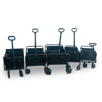 Chariot de camping d'extérieur pliable et léger avec poignée réglable et quatre roues pour pique-nique et courses