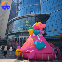 Décoration gonflable personnalisée en forme de cœur volcanique lumineux et coloré, grand modèle Chenghuang pour centres commerciaux et espaces extérieurs